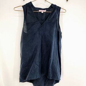 Calypso St. Barth sleeveless washed black linen top